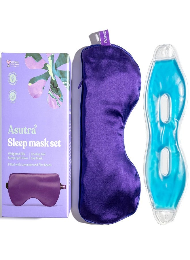 ASUTRA Silk Eye Pillow for Sleep, Purple - Filled w/Lavender Buds & Flax Seeds, Weighted Eye Mask, Meditation & Light Blocking Blindfold, Cooling Gel Mask Included - Image 1
